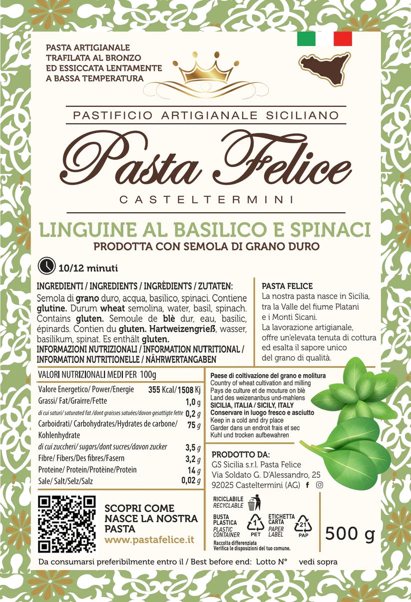 Linguine su bazilikais ir špinatais